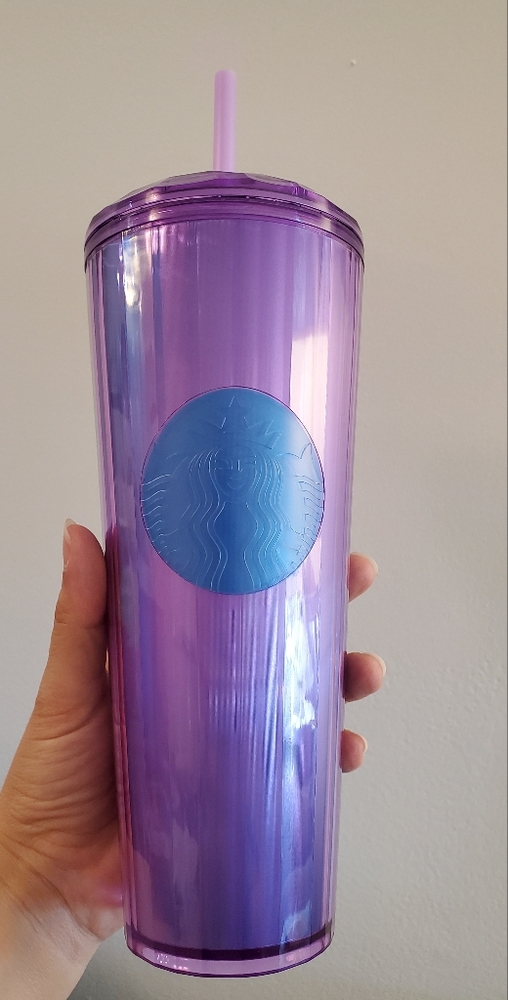 Starbucks New Summer 2022 Wisteria Fame Purple Metallic Iridescent Cold  Tumbler